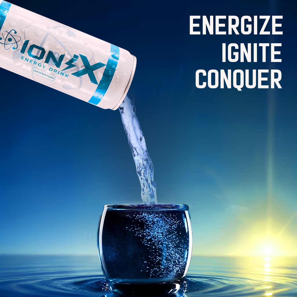 IoniX Zero Sugar Energy Drink | Clean Energy with 150mg Natural Caffeine- 12 pack