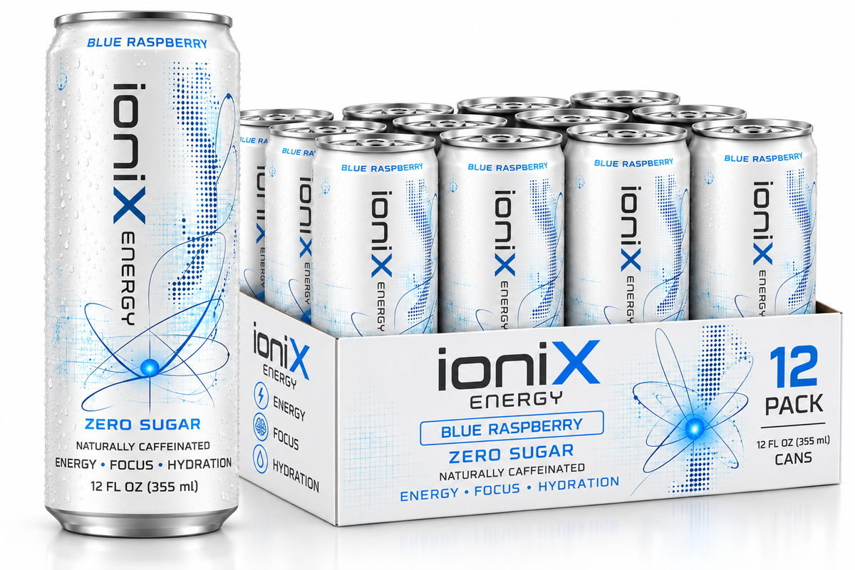 IoniX Zero Sugar Energy Drink | Clean Energy with 150mg Natural Caffeine- 12 pack