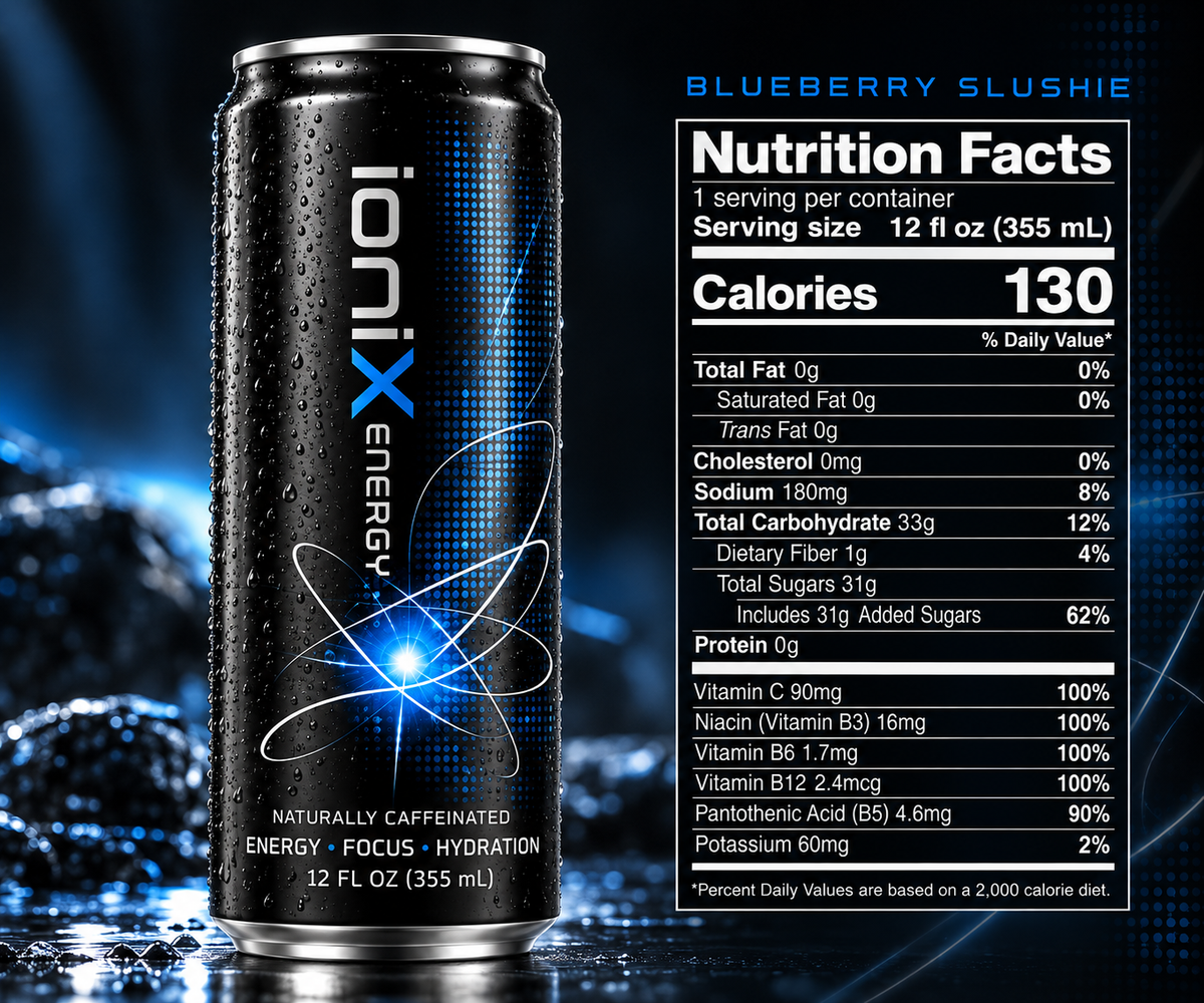 IoniX Original Energy Drink – Blueberry Slushy | 12-Pack, 12 oz Cans