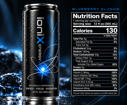 IoniX Original Energy Drink – Blueberry Slushy | 12-Pack, 12 oz Cans