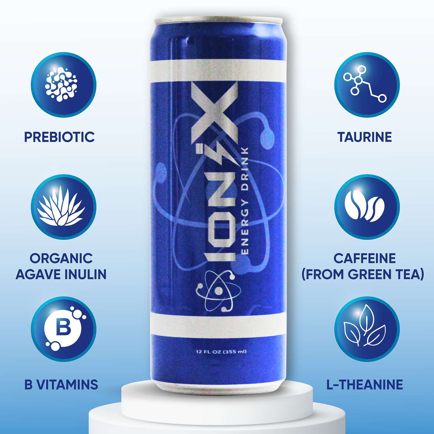 IoniX Energy Drink – Original Flavor | Clean Energy with 150mg Natural Caffeine- 12 pack