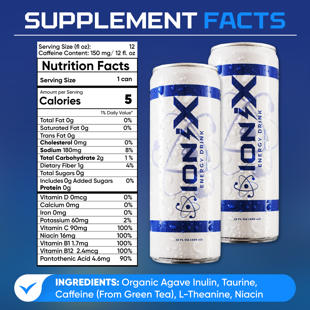 IoniX Zero Sugar Energy Drink | Clean Energy with 150mg Natural Caffei ...